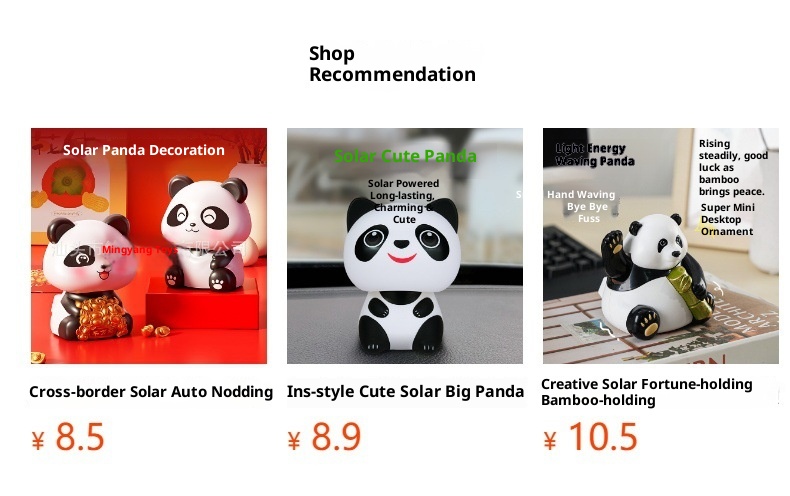 Panda portafortuna solare di tendenza transfrontaliera, decorazione per interni auto, regalo creativo alla moda per la casa_voghion.com