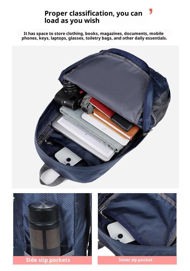 ActiveGo Outdoor Faltbarer Rucksack für Damen und Herren, Multifunktionaler Wander-, Sport- und Reiserucksack, Großes Fassungsvermögen, Tragbar zum Klettern_voghion.com