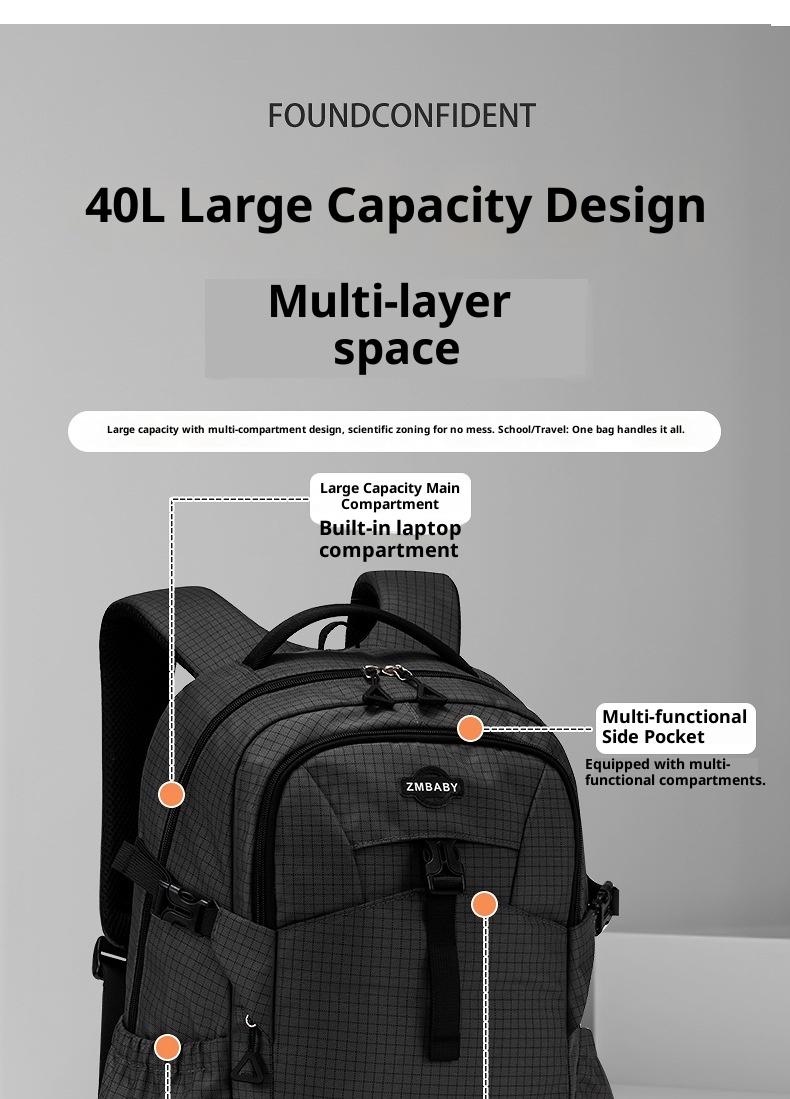 ActiveGo Sesame Baby New Multifunctional Large Capacity Unisex Backpack Casual Sports Style Outdoor Luggage Hiking Bag_voghion.com