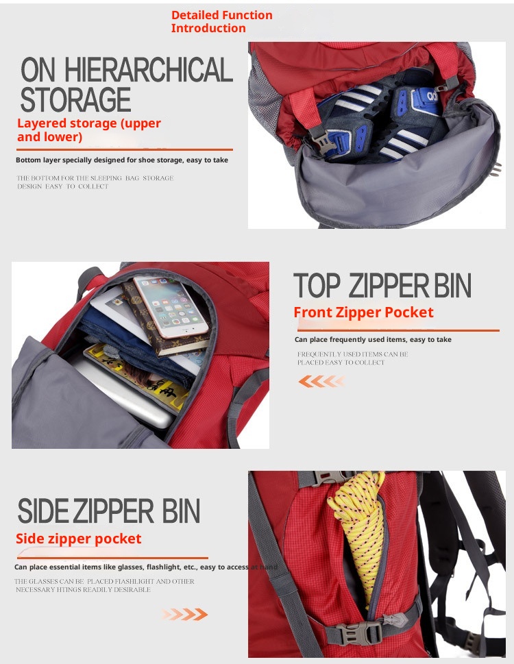 ActiveGo New Professional Mountaineering 80L Outdoor Backpack Double Shoulder Bag For Men, Large Capacity Travel Rucksack, One_voghion.com