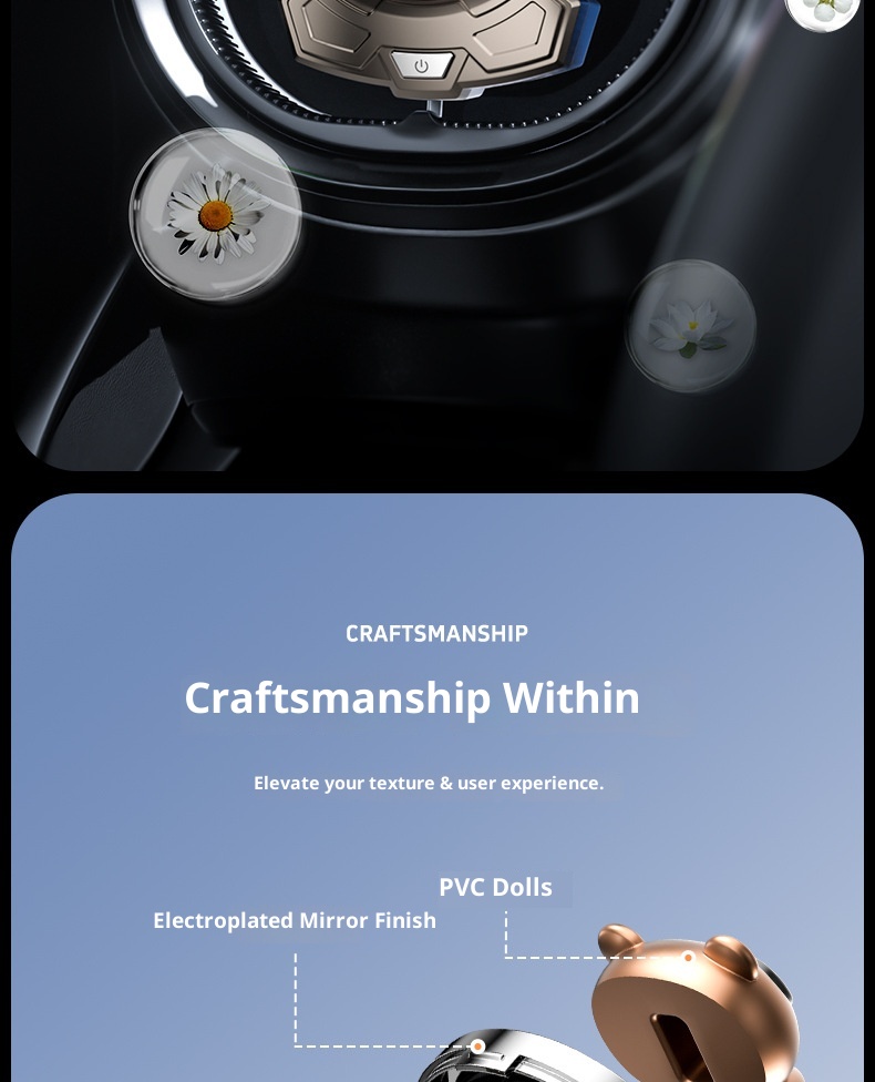 Geräuschaufnahme, Raumluft, Duft aus der Lüftungsöffnung, Autoinnenraum, Rhythmuslicht, leuchtende Brille, Bärendekoration_voghion.com