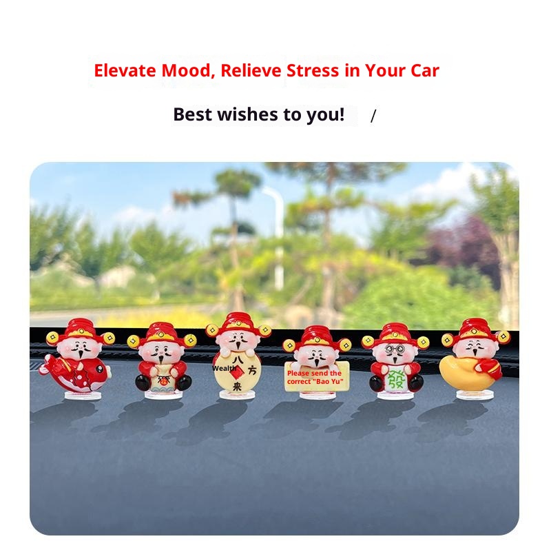 Super Cute Little God Of Wealth Electric Interior Navigation Computer Large Screen Car Decoration Ornament_voghion.com