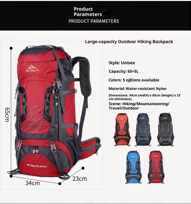 Zaino da viaggio per uomo ActiveGo, grande capacità, doppio spallaccio, impermeabile, per trekking, campeggio, escursioni, sport_voghion.com