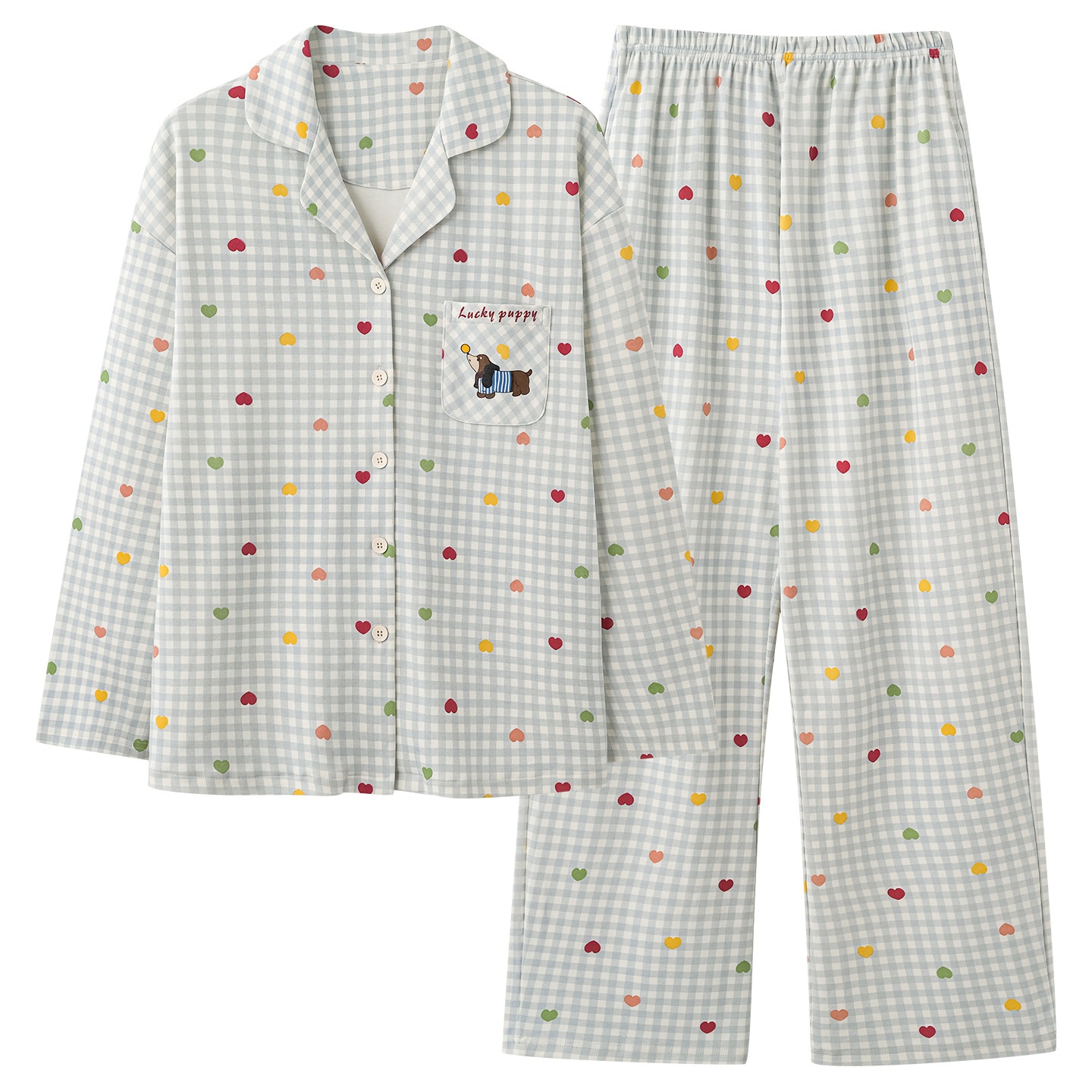 ChicShe Nuovo Pigiama in Cotone da Donna, Cardigan con Colletto Risvoltato Autunnale, Design Stampato Dolce e Carino, Adatto per Capispalla,_voghion.com