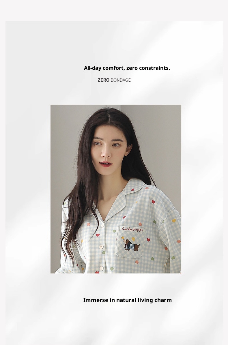 ChicShe Nuovo Pigiama in Cotone da Donna, Cardigan con Colletto Risvoltato Autunnale, Design Stampato Dolce e Carino, Adatto per Capispalla,_voghion.com