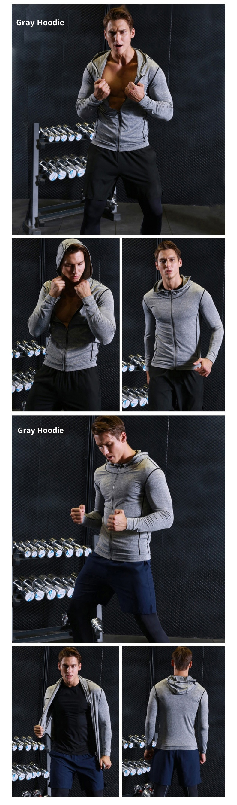 boy Boy Quick-Dry Breathable High Elastic Hoodie Windproof Thin Sweatshirt Autumn Winter Men's Sports Tight-Fitting Jacket_voghion.com