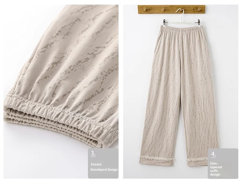 ChicShe Minimalistischer gestreifter Partner-Pyjama im koreanischen Stil für Damen, Neuheit Frühling/Herbst/Winter 2025, hochwertiges Design mit langen Ärmeln und Hose, Homewear_voghion.com