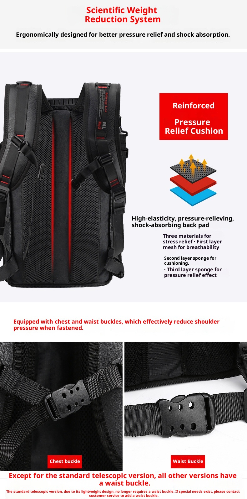 Borsa a tracolla doppia ActiveGo Minglu, capacità di viaggio, per attività all'aperto, tempo libero, per uomo, viaggi d'affari, alpinismo, zaino grande_voghion.com