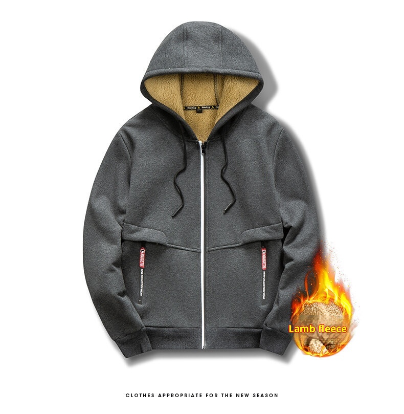 Felpa con cappuccio invernale da uomo, personalizzata, europea e americana, alla moda, con fodera in pile spesso e antifreddo, in agnello_voghion.com