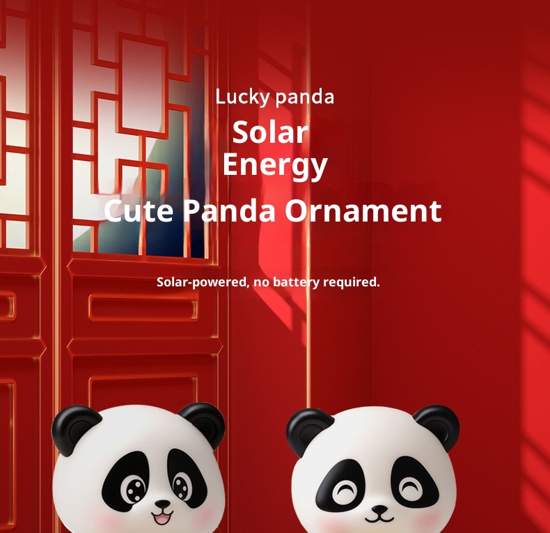 Panda portafortuna solare di tendenza transfrontaliera, decorazione per interni auto, regalo creativo alla moda per la casa_voghion.com