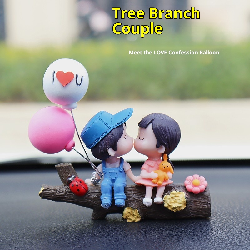 2025 Neue Armaturenbrett-Dekorationen mit niedlichem Baumzweig-Paar, kleine Auto-Ornamente, Geständnisballons_voghion.com