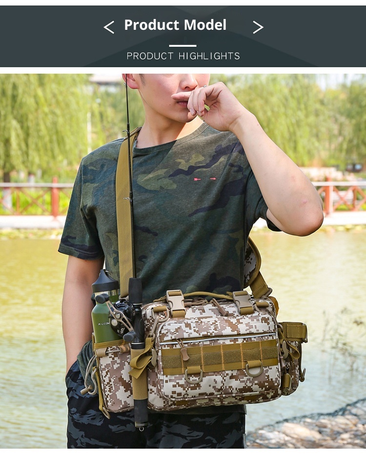 Zaino sportivo da uomo ActiveGo Lure, multifunzionale, con tracolla singola, mimetico, per attività all'aperto, borsa da pesca, grande_voghion.com