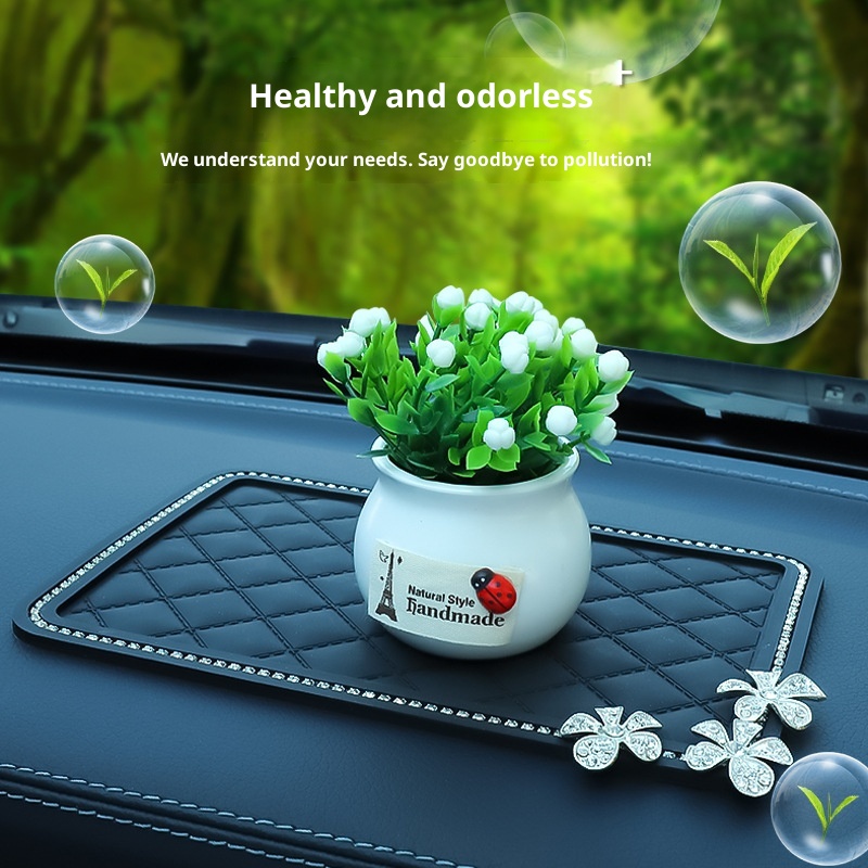 Anti-Slip Ornament Feather In-Car Central Control Silicone Car Decoration Rhinestone Mat Cross-Border New Product_voghion.com