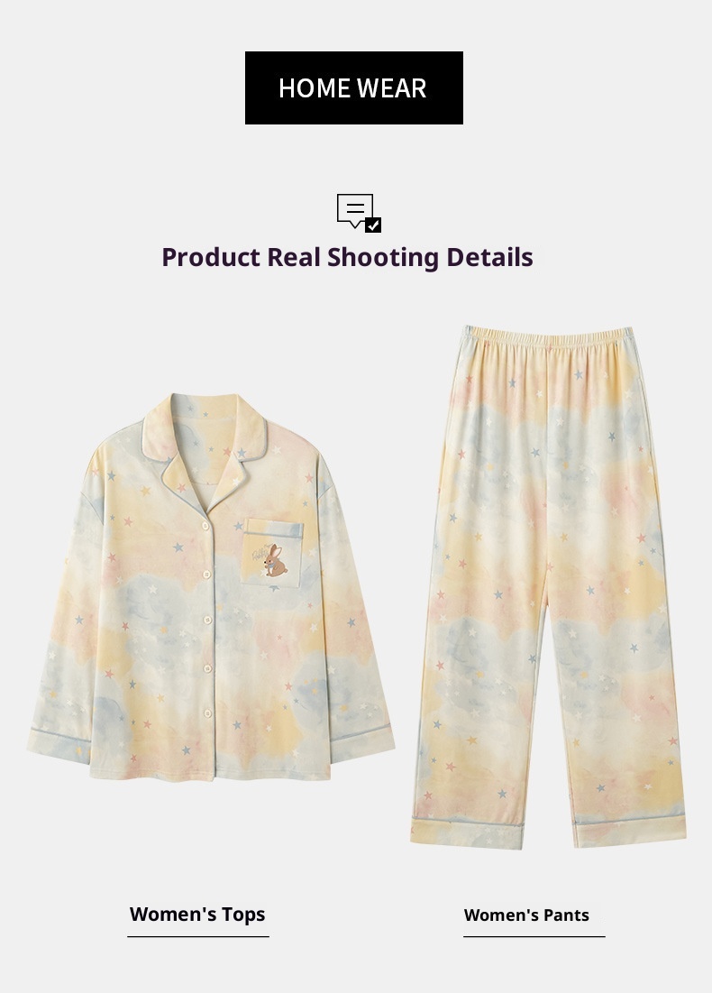 ChicShe 2025 Nuovo Pigiama da Donna Puro Cardigan con Colletto Risvoltato Manica Lunga Donna Casual Primavera Autunno Completo da Casa in Cotone_voghion.com