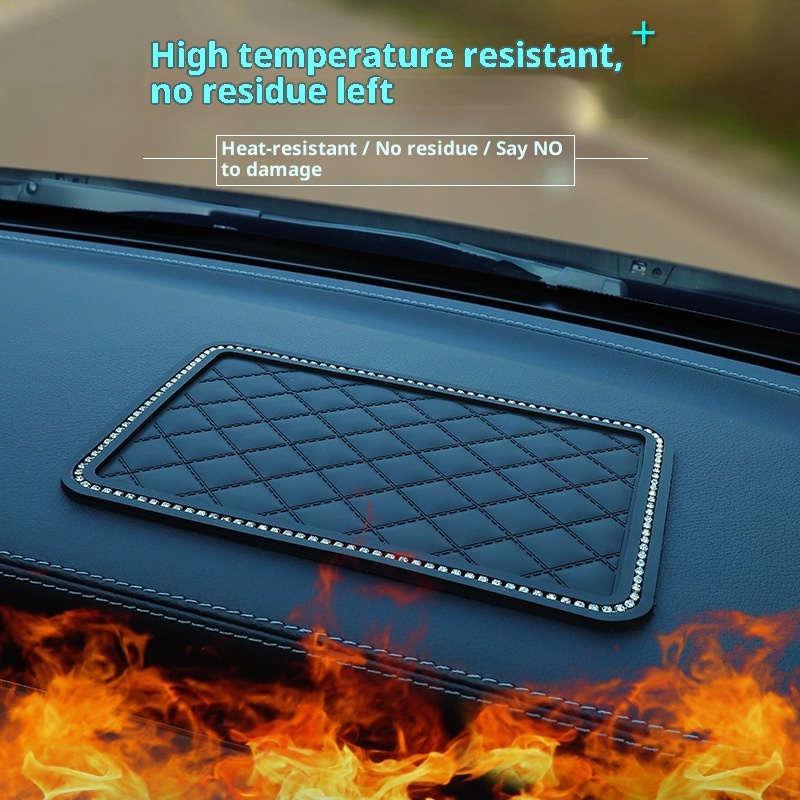 Anti-Slip Ornament Feather In-Car Central Control Silicone Car Decoration Rhinestone Mat Cross-Border New Product_voghion.com