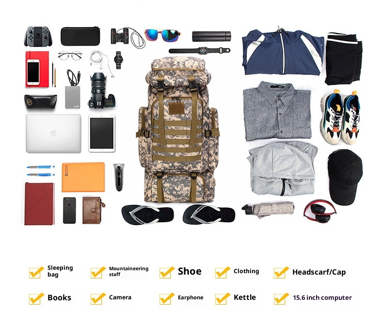 ActiveGo 80L Large Capacity Waterproof Camouflage Hiking Bag Casual Tactical Outdoor Sports Trekking Travel Backpack_voghion.com