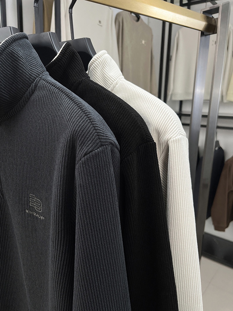 boy Boy Boy 2025 Neues Herren-Langarmshirt mit halbem Reißverschluss, sandfarbenem Kragen und Sweashir-Oberteil, warm gefüttert, für Frühling und Herbst_voghion.com