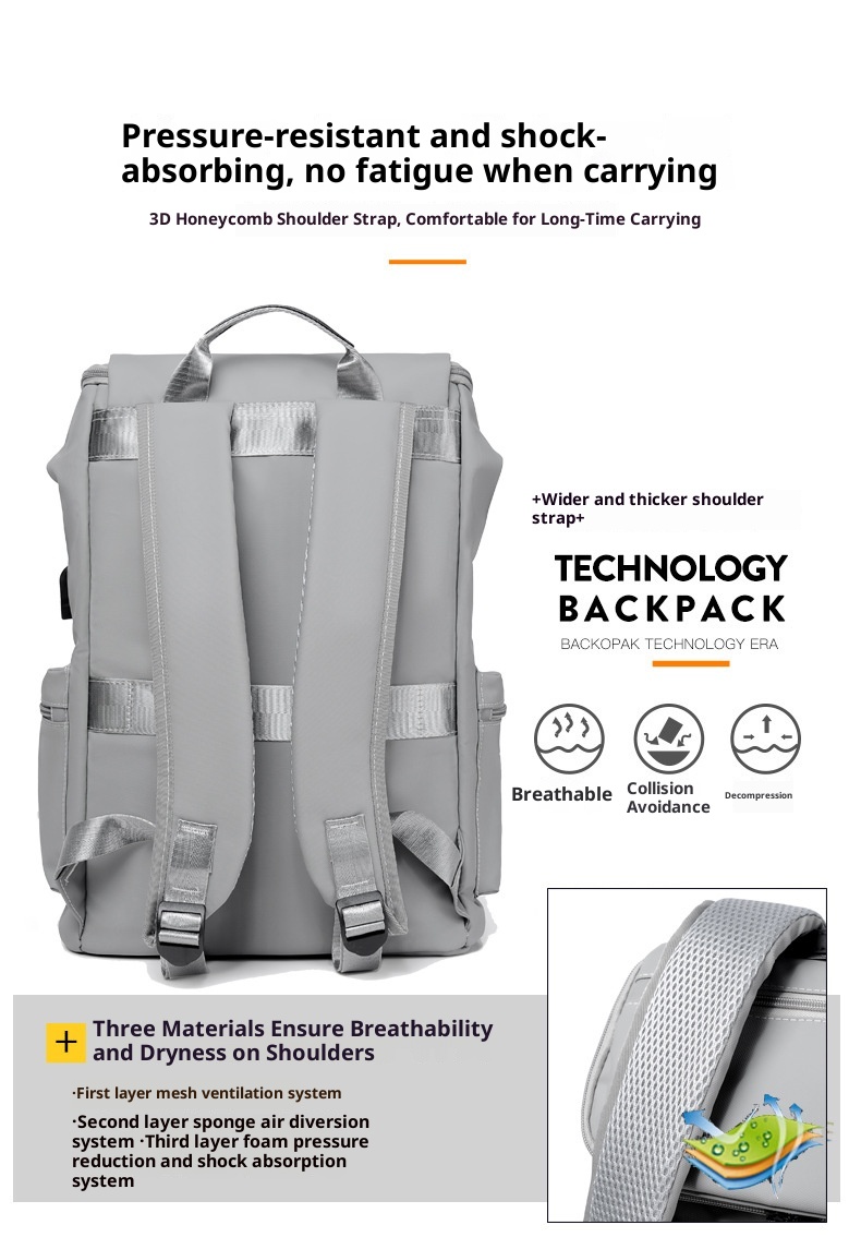 Sac à dos ActiveGo pour homme, grande capacité, idéal pour les voyages, la randonnée et les activités de plein air. Parfait pour un look business décontracté._voghion.com