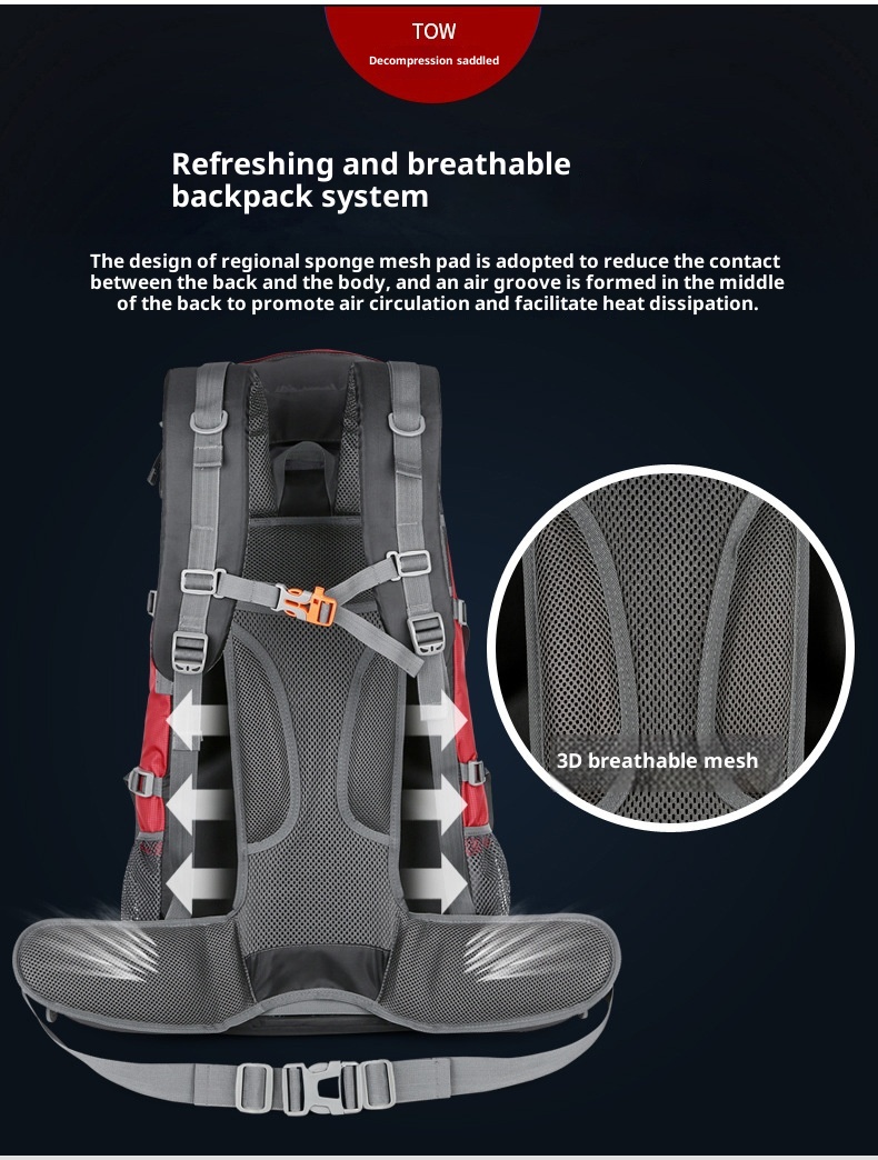 Zaino da viaggio per uomo ActiveGo, grande capacità, doppio spallaccio, impermeabile, per trekking, campeggio, escursioni, sport_voghion.com