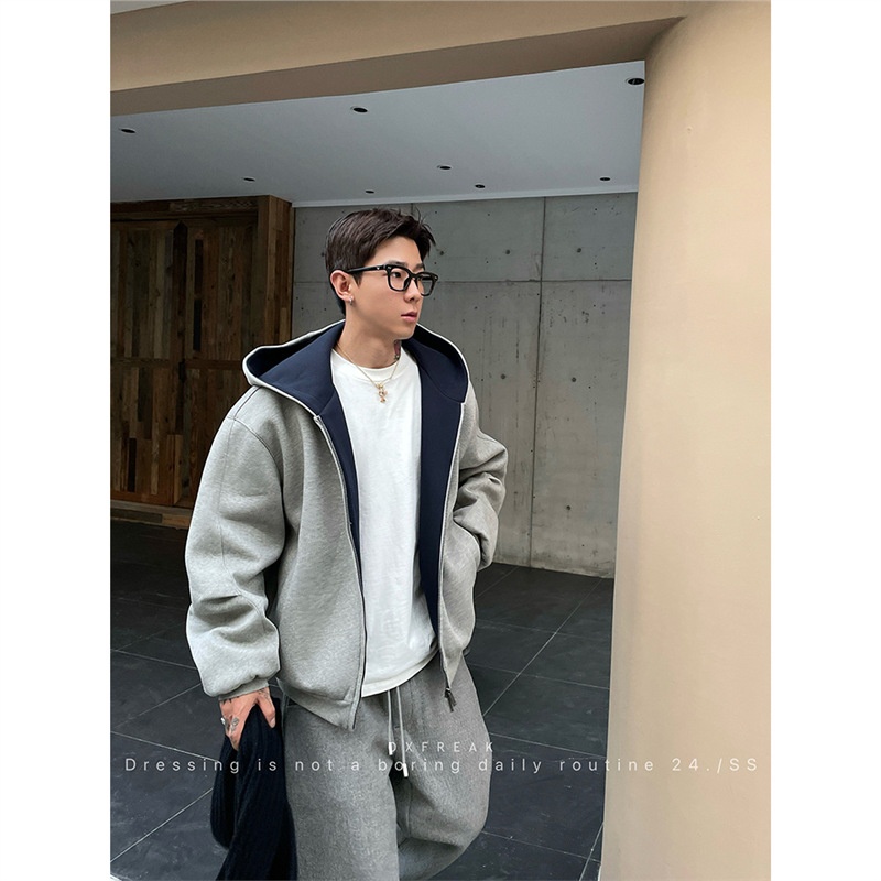 boy Boy 2025 Cardigan Sweatshirt Unisex Spring Autumn Zipper Hooded American Retro Style Regular Shoulder Jacket_voghion.com