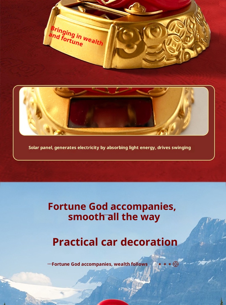 Solar Nodding God Of Wealth Festive Chinese Style Wealth-Attracting Ornament Opening Gift Car Interior Decoration Item_voghion.com