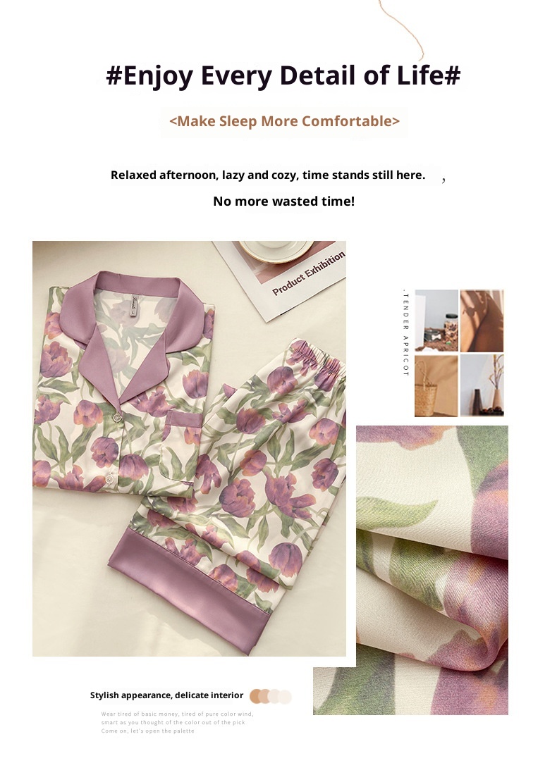 Pigiama ChicShe Tulip da donna, dolce e di alta qualità, per la casa, 2024, nuovo set primavera e autunno a maniche lunghe, adatto per abbigliamento esterno_voghion.com