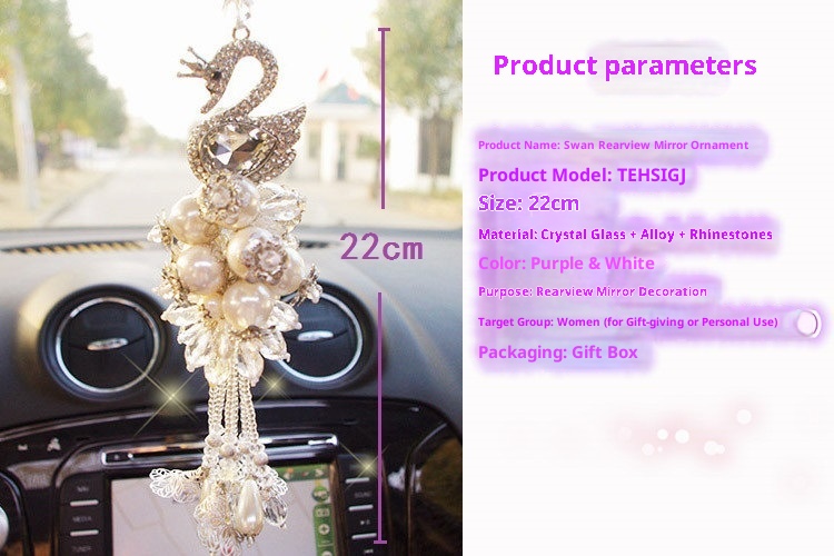 Ciondolo di cristallo con strass, cigno, simpatico cartone animato, decorazione da appendere all'interno dell'auto, per le donne_voghion.com
