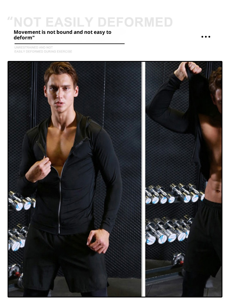 boy Boy Quick-Dry Breathable High Elastic Hoodie Windproof Thin Sweatshirt Autumn Winter Men's Sports Tight-Fitting Jacket_voghion.com