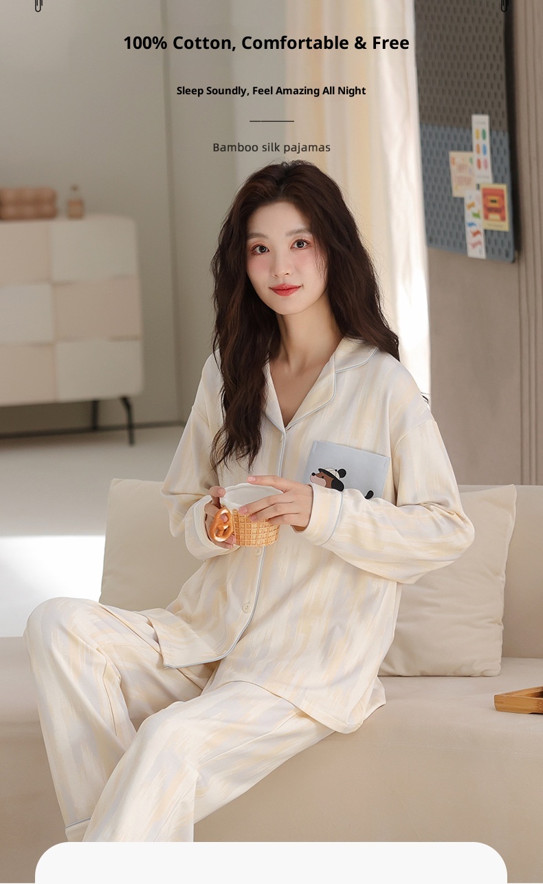 ChicShe Damenpyjama aus 100 % Baumwolle, Frühjahr/Herbst 2025, neues Set mit lockeren Ärmeln und langer Hose, ideal für Freizeit und Outdoor-Aktivitäten._voghion.com