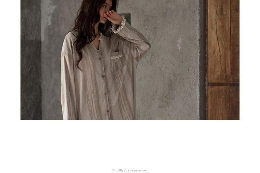 Pigiama da donna ChicShe primaverile con imbottiture a scacchi sfumate larghe taglie forti maniche lunghe stile francese abbigliamento estivo per la casa_voghion.com