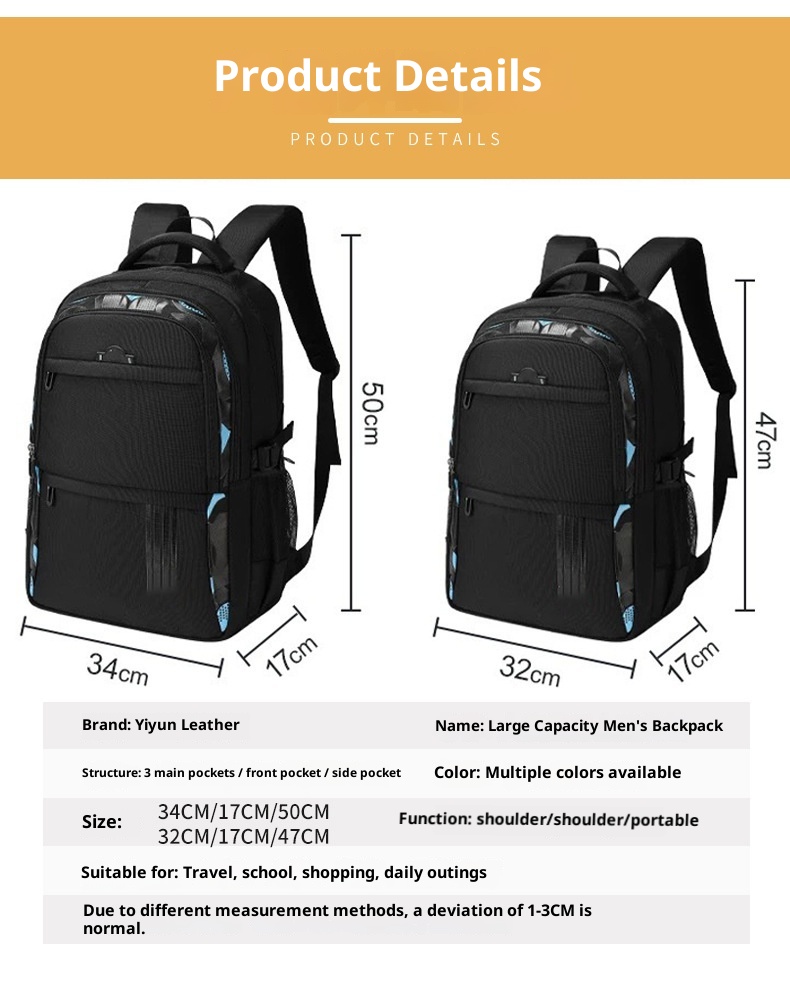 ActiveGo In Stock Korean Version Large Capacity Personality Multi-Functional School Bag Men's Business Travel Backpack Commuting_voghion.com