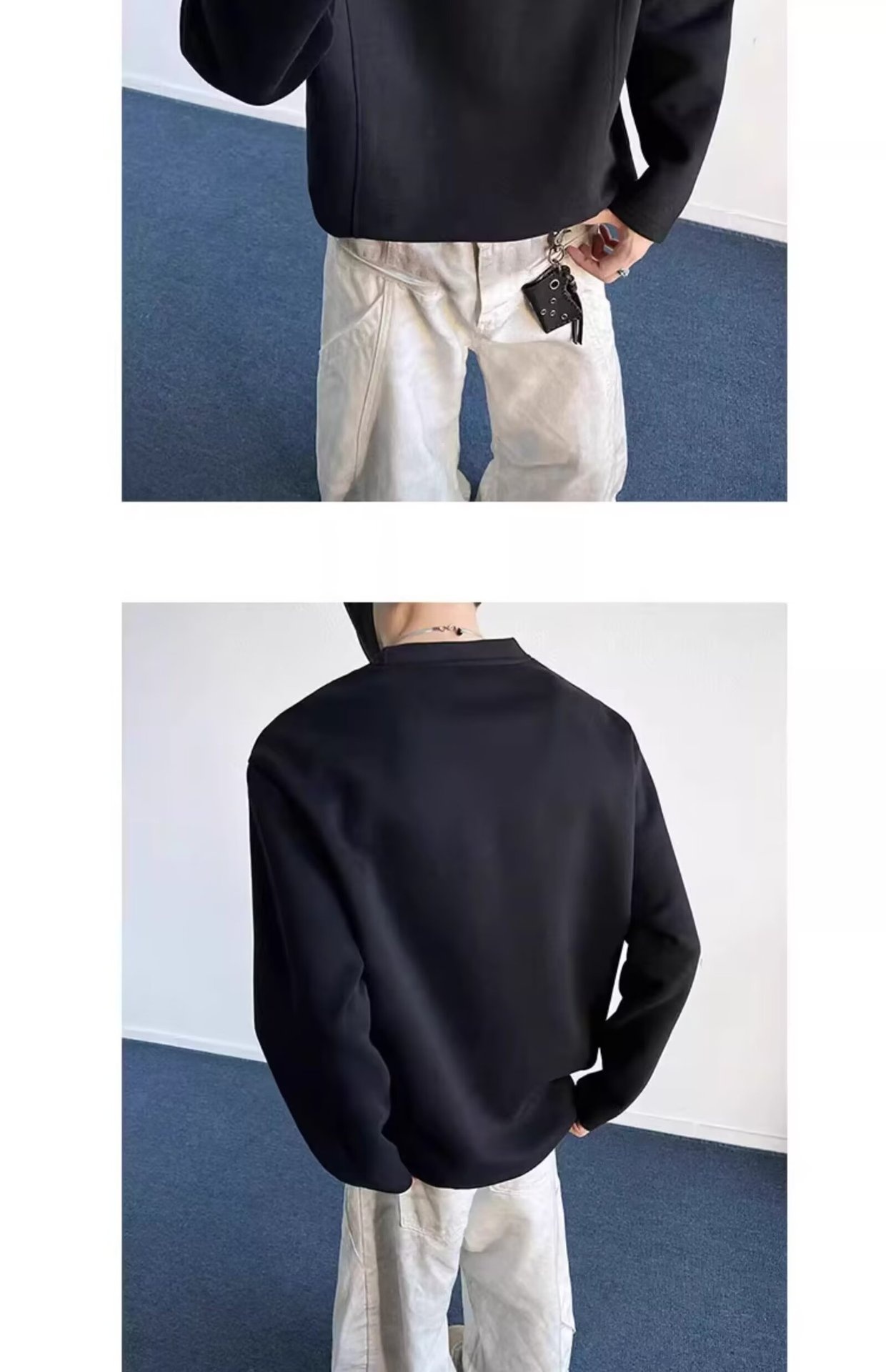 Sweat-shirt Boy Cleanfit coupe 3D style américain pour homme, collection printemps, design déstructuré, coupe ample, col rond, veste_voghion.com