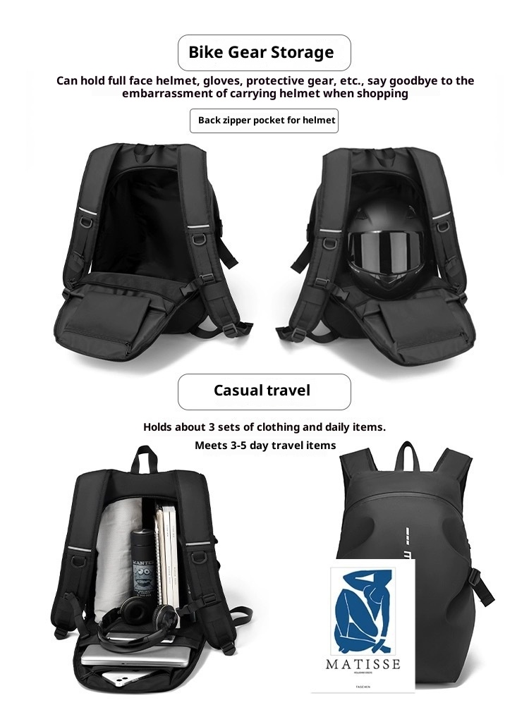 ActiveGo Helm auf Lager Outdoor-Sportarten Reiten Großer Fassungsvermögen Multifunktionaler wasserdichter Rucksack Pendler Motorrad Schultasche_voghion.com