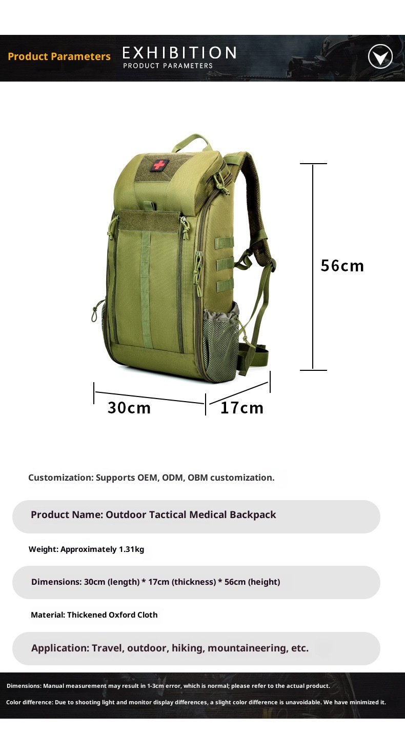 ActiveGo Op voorraad Tactische wandel-, outdoor- en medische rugzak met grote capaciteit, kamperen, bergbeklimmen, EHBO-tas, multifunctioneel_voghion.com