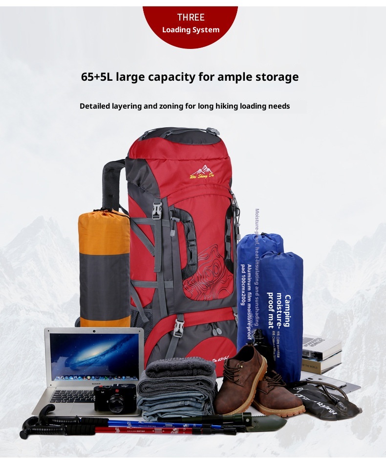 Zaino da viaggio per uomo ActiveGo, grande capacità, doppio spallaccio, impermeabile, per trekking, campeggio, escursioni, sport_voghion.com