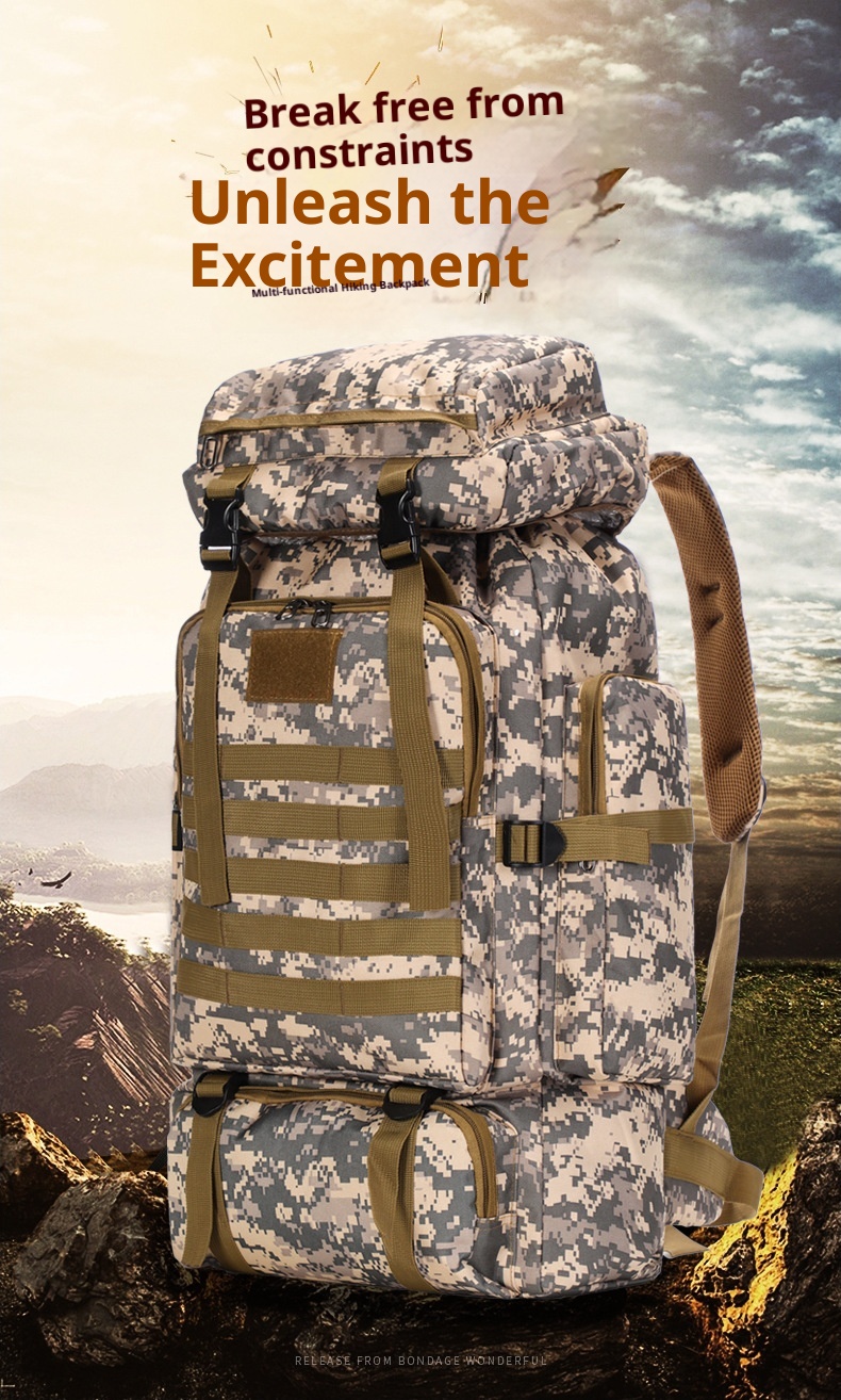 ActiveGo 80L Large Capacity Waterproof Camouflage Hiking Bag Casual Tactical Outdoor Sports Trekking Travel Backpack_voghion.com