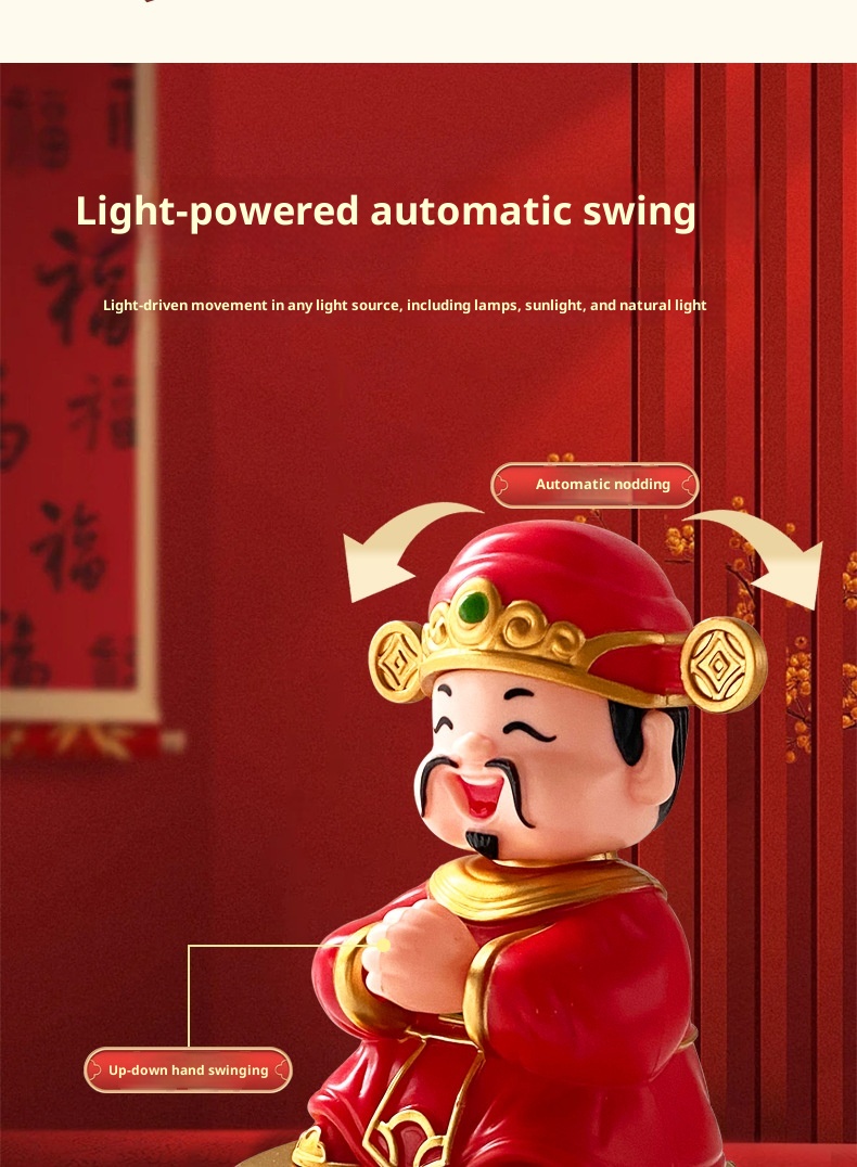 Solar Nodding God Of Wealth Festive Chinese Style Wealth-Attracting Ornament Opening Gift Car Interior Decoration Item_voghion.com