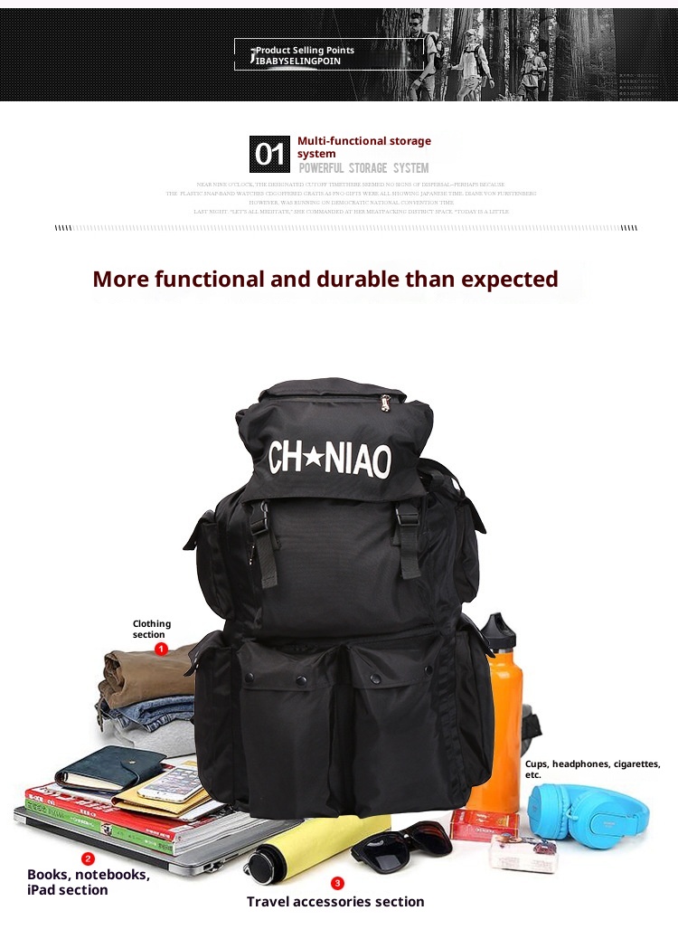 Sac à dos multifonctionnel de voyage léger ActiveGo Outdoor Sports Mountaineering pour homme, grande capacité, idéal pour l'école_voghion.com