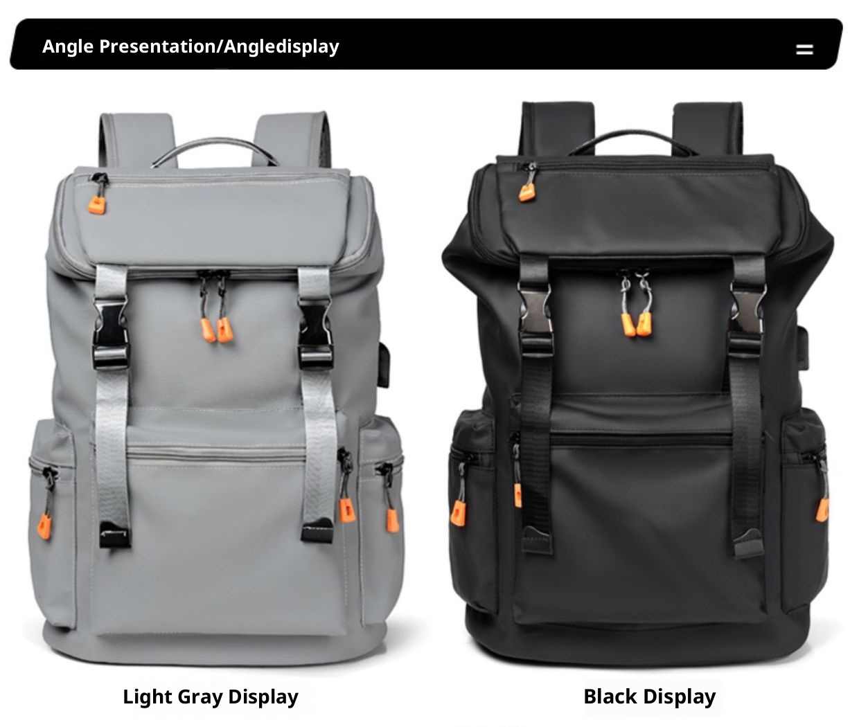 Sac à dos ActiveGo pour homme, grande capacité, idéal pour les voyages, la randonnée et les activités de plein air. Parfait pour un look business décontracté._voghion.com