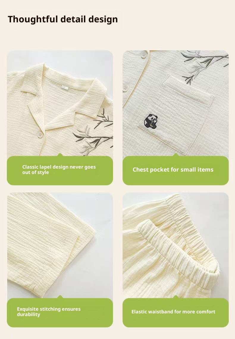 Pigiama da donna ChicShe in 100% cotone a doppio strato, manica lunga, colletto rovesciato, pigiama sottile autunnale, set da casa, adatto_voghion.com