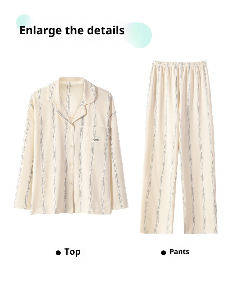 Pigiama da donna ChicShe Classe A antibatterico in 100% cotone, cardigan con maniche lunghe per autunno e inverno, indossabile all'esterno._voghion.com