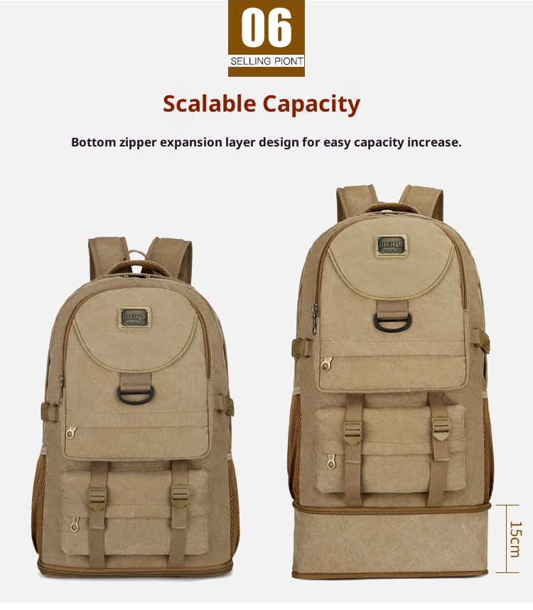 ActiveGo New Large Capacity Backpack Thickened Canvas Luggage Men And Women Mountaineering Lightweight Travel Working Outdoor Bag_voghion.com
