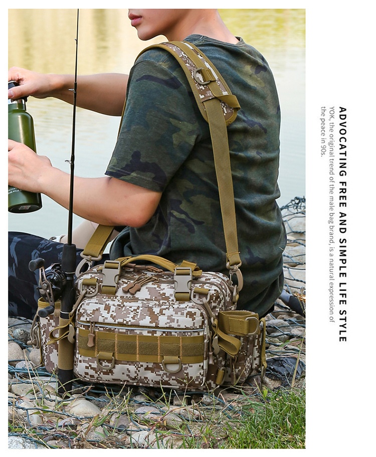 Zaino sportivo da uomo ActiveGo Lure, multifunzionale, con tracolla singola, mimetico, per attività all'aperto, borsa da pesca, grande_voghion.com