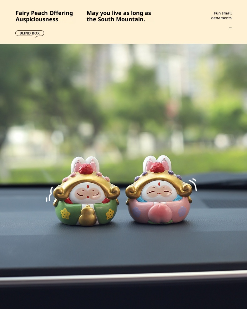 Ornamento per auto in resina per interni del mercato culturale e creativo del turismo di Pechino, stile cinese, coniglio, signore, regalo_voghion.com