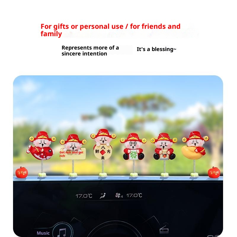 Super Cute Little God Of Wealth Electric Interior Navigation Computer Large Screen Car Decoration Ornament_voghion.com