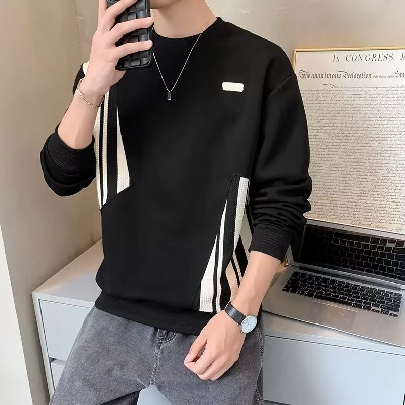 boy Boy Crew Neck Sweatshirt Spring Autumn Fleece Thickened Men's Top 2023 New T-Shirt Long Sleeve Early Winter Jacket_voghion.com