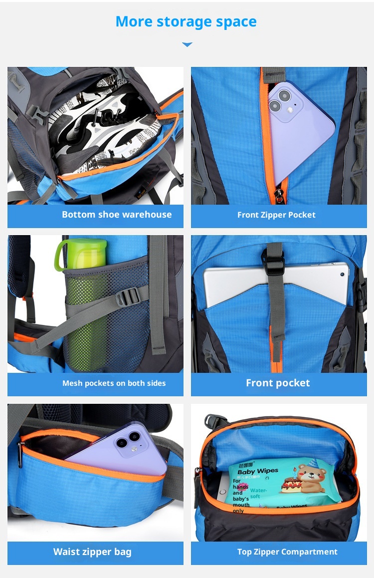 Sac à dos de randonnée ActiveGo Outdoor grande capacité pour hommes et femmes, idéal pour les voyages et le rangement. Vente en gros._voghion.com