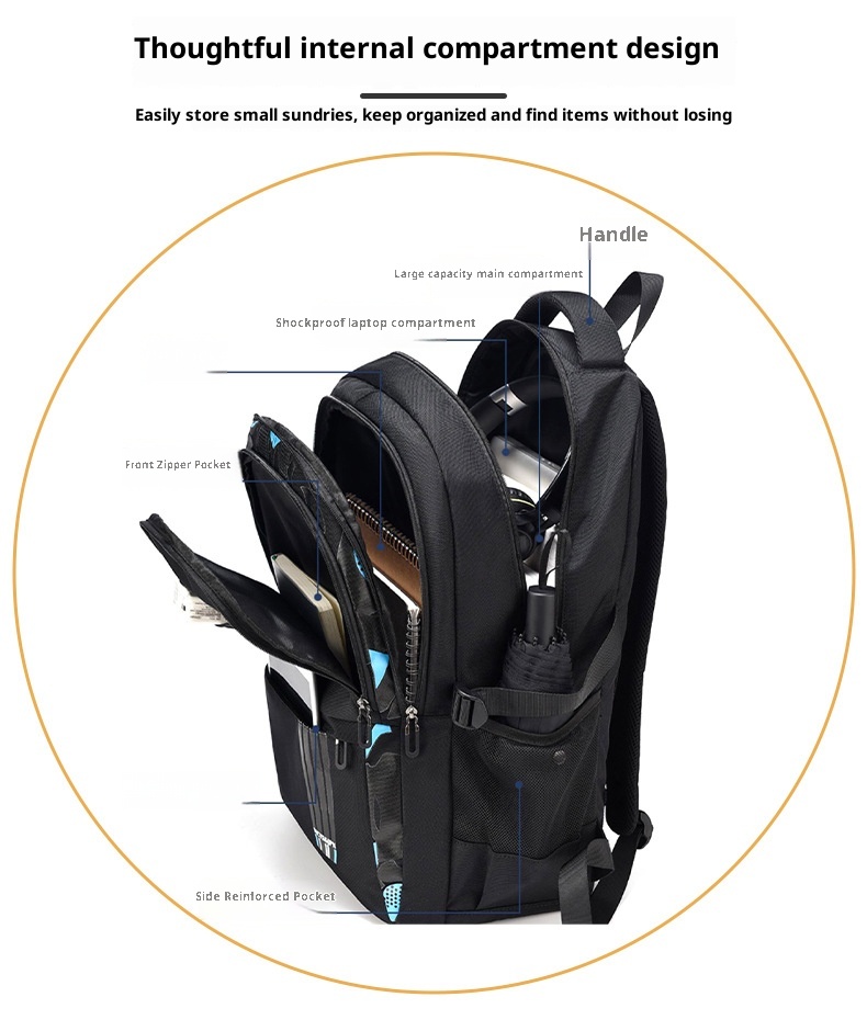 ActiveGo In Stock Korean Version Large Capacity Personality Multi-Functional School Bag Men's Business Travel Backpack Commuting_voghion.com