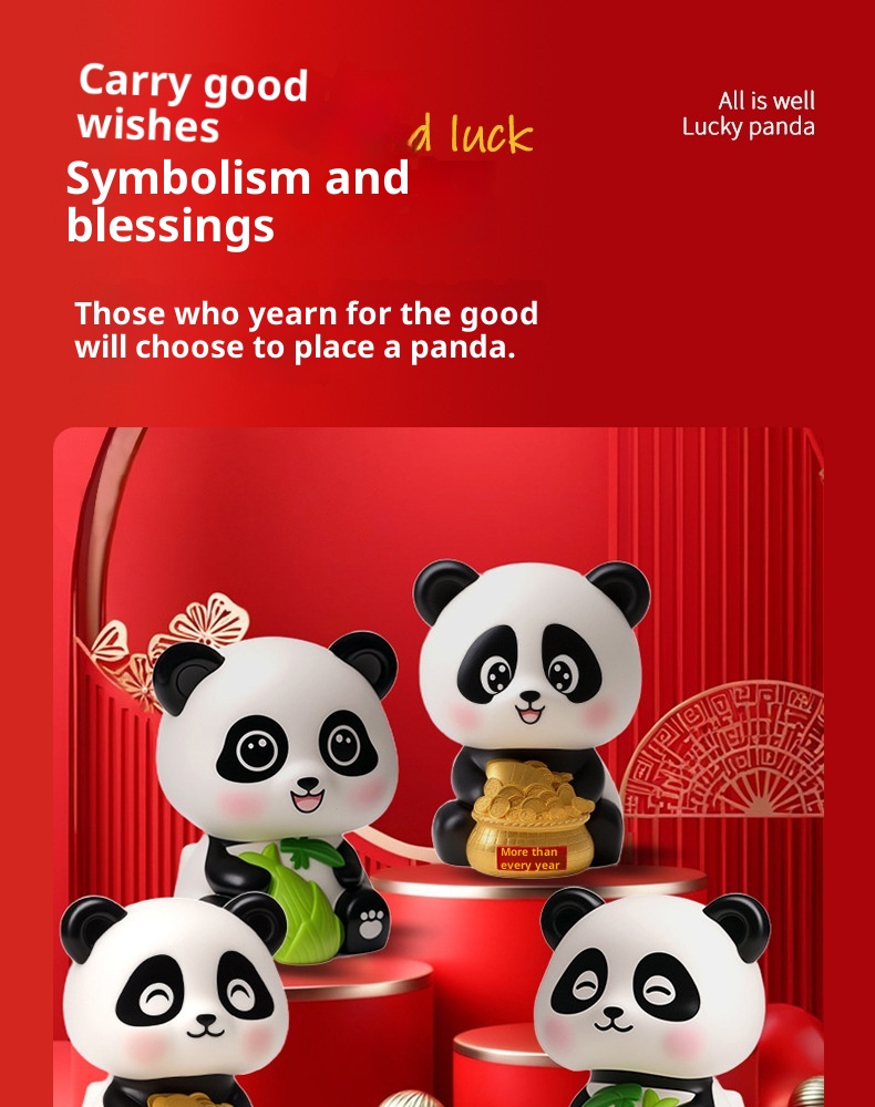Panda portafortuna solare di tendenza transfrontaliera, decorazione per interni auto, regalo creativo alla moda per la casa_voghion.com