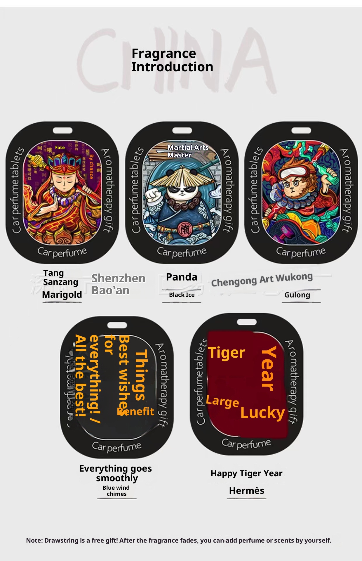 Chinese Style Ornament Air Freshener Interior Hanging Decoration Perfume Long-lasting Light Car Fragrance Card_voghion.com